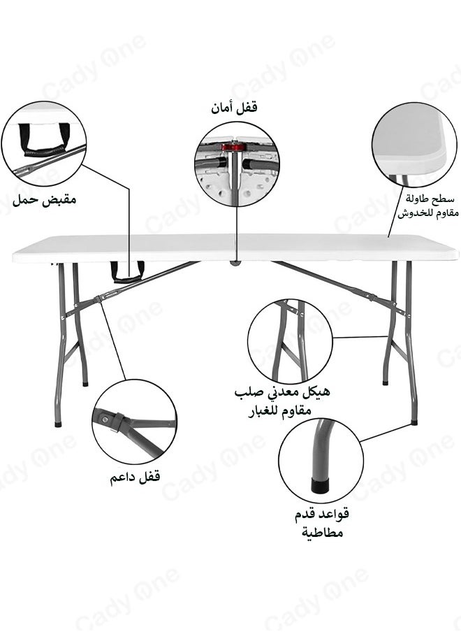 Cady One White folding table, 180x72x76cm, for trips and camping  - Image 3