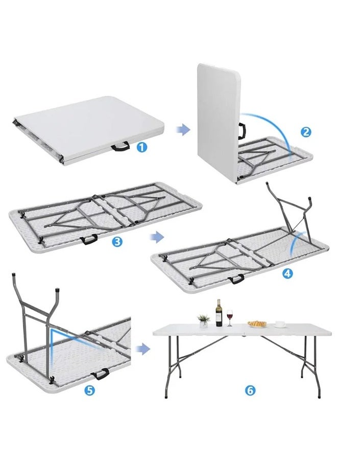 Cady One - White folding table, 180x72x76cm, for trips and camping - Image 1