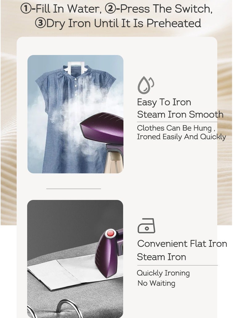 دوشر جهاز كي بالبخار للملابس，260 مل، 1640 وات، بنفسجي - Image 3