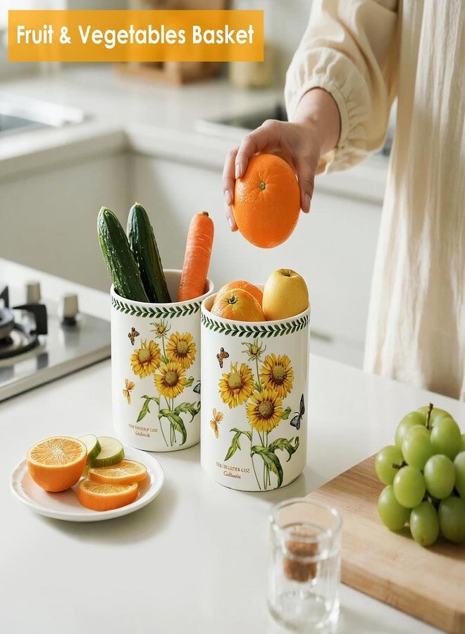 ACMLIFE Kitchen Utensil Holder Extra Large, 7.3" Cooking Utensil Holder, Ceramic Kitchen Organizer Counter, Fruit Basket, Vase, Ice Bucket for Parties, Gift & Dinning Decor, Chrismas (Sunflower) - Image 5