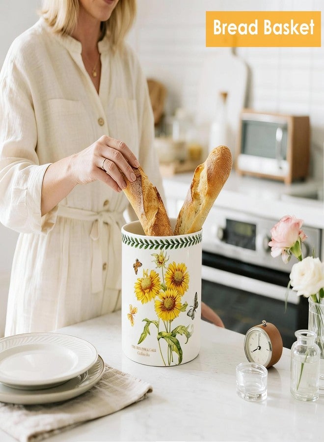 ACMLIFE Kitchen Utensil Holder Extra Large, 7.3" Cooking Utensil Holder, Ceramic Kitchen Organizer Counter, Fruit Basket, Vase, Ice Bucket for Parties, Gift & Dinning Decor, Chrismas (Sunflower) - Image 3
