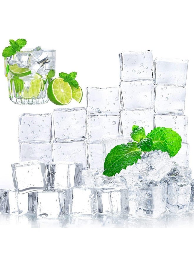DomeStar - Clear Fake Ice Cubes, 20 Pcs 0.8" Plastic Ice Cubes Acrylic Clear Ice Rock Diamond Crystals Square Fake Ice Cubes Display For Home Decoration Wedding Centerpiece Vase Fillers - Image 1