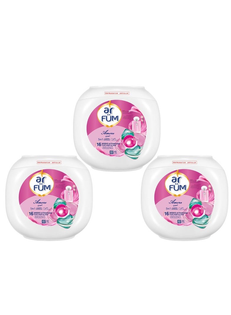 ar FUM Ar Fum 5 In 1 Laundry Detergent Capsules Amore 3 x 42 Pods 