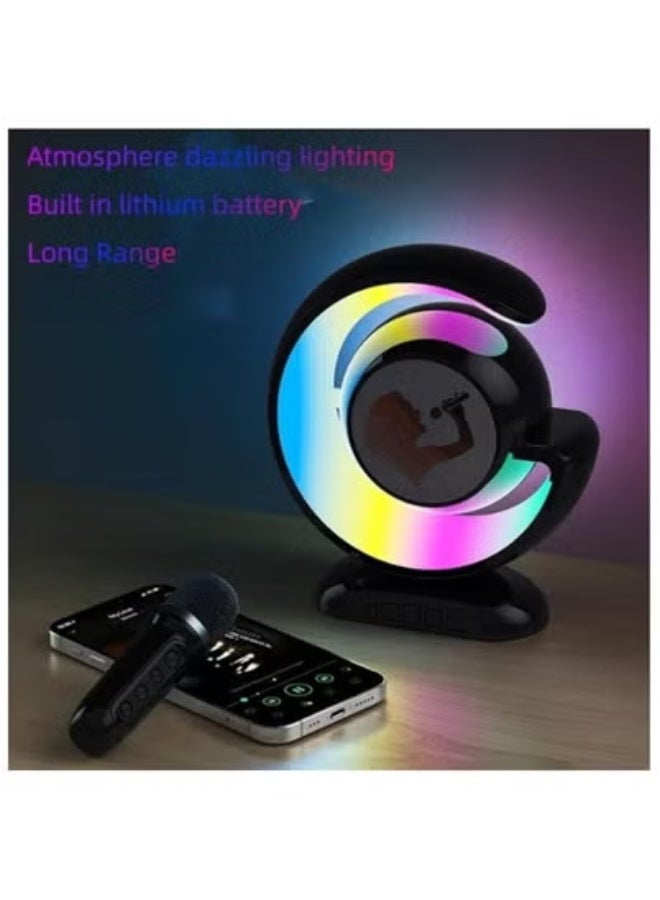 TIGER Mini Karaoke Machine with Bluetooth Speaker and Dual Wireless Microphones – Portable Rechargeable Karaoke System for Kids & Adults | Built-in LED Party Lights | Echo Control | AUX, USB & TF Card Compatible | Ideal for Home Entertainment & Outdoor Parties  - Image 2