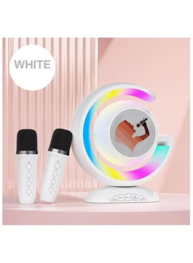 TIGER Mini Karaoke Machine with Bluetooth Speaker and Dual Wireless Microphones – Portable Rechargeable Karaoke System for Kids & Adults | Built-in LED Party Lights | Echo Control | AUX, USB & TF Card Compatible | Ideal for Home Entertainment & Outdoor Parties  - Image 3