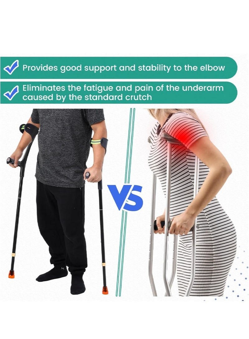 Aikanbo 2 Pieces Adult Forearm Crutches，Foldable Forearm Crutches，Lightweight and Adjustable，with Rubber Grips for Comfortable Grip，Aluminum Crutches with Cuffs for Walking （Black） - Image 5