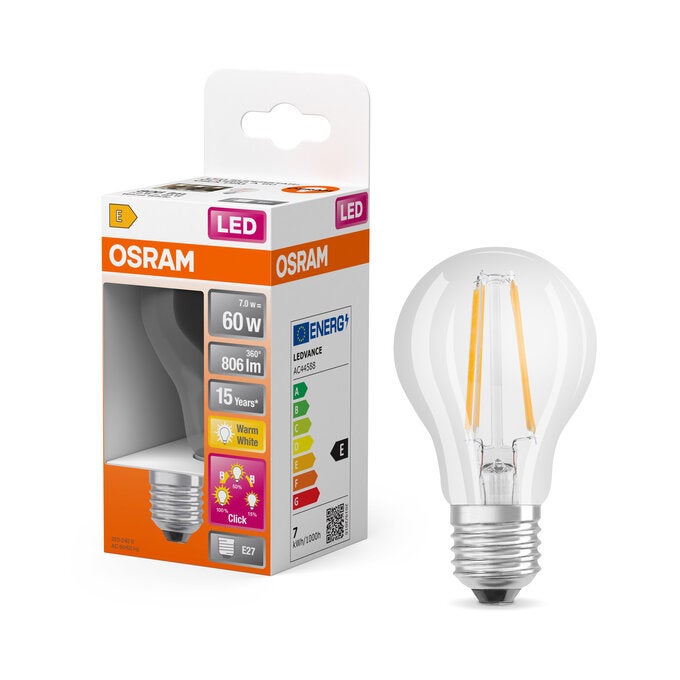 OSRAM Ledvance LED Superstar Plus Classic A 7W 2700K Warm White E27 Filament Bulb 60W Replacement 3-Step Dimming- Pack of 10 - Image 5