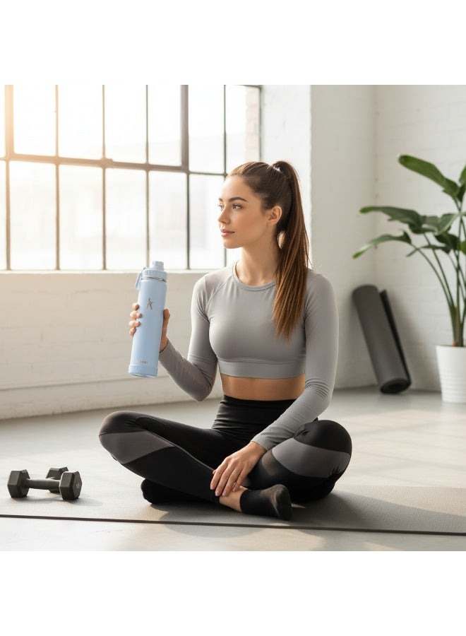 KRYMSO 750ml Stainless Steel Water Bottle, Double Wall Insulated Water Bottle, Leak Proof, BPA Free, Silicone Boot, Thermos Bottle, Cold Hot Bottle for Kids, School, Gym - Image 5