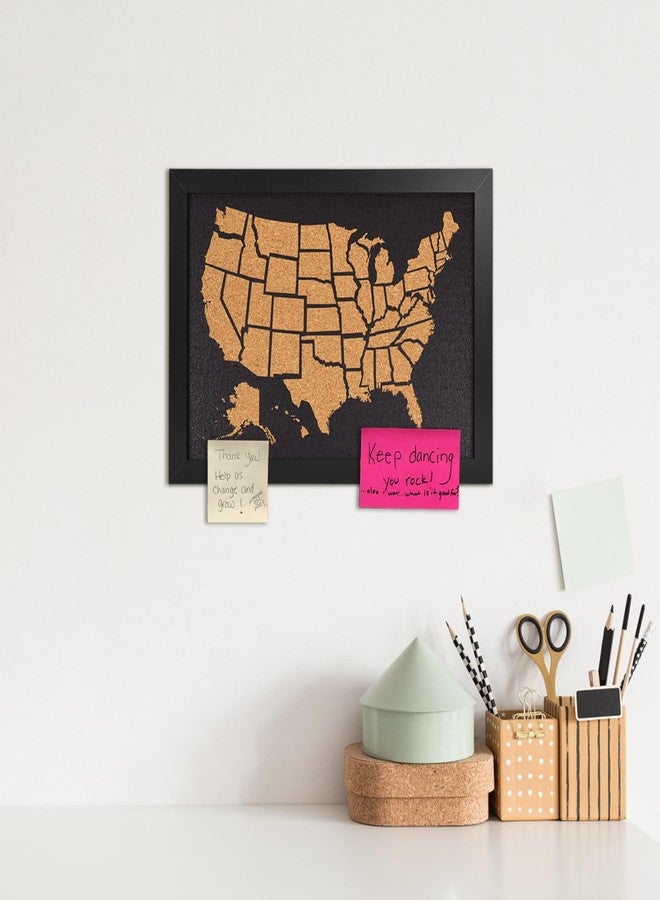 YCCYYCCY Black Frame Cork Board Map of The United State, 14" X 11" Bulletin Boards for Walls with 10 Pins, Travel Tracker Map for Office, School and Home (US-MAP-2636,B) - Image 3