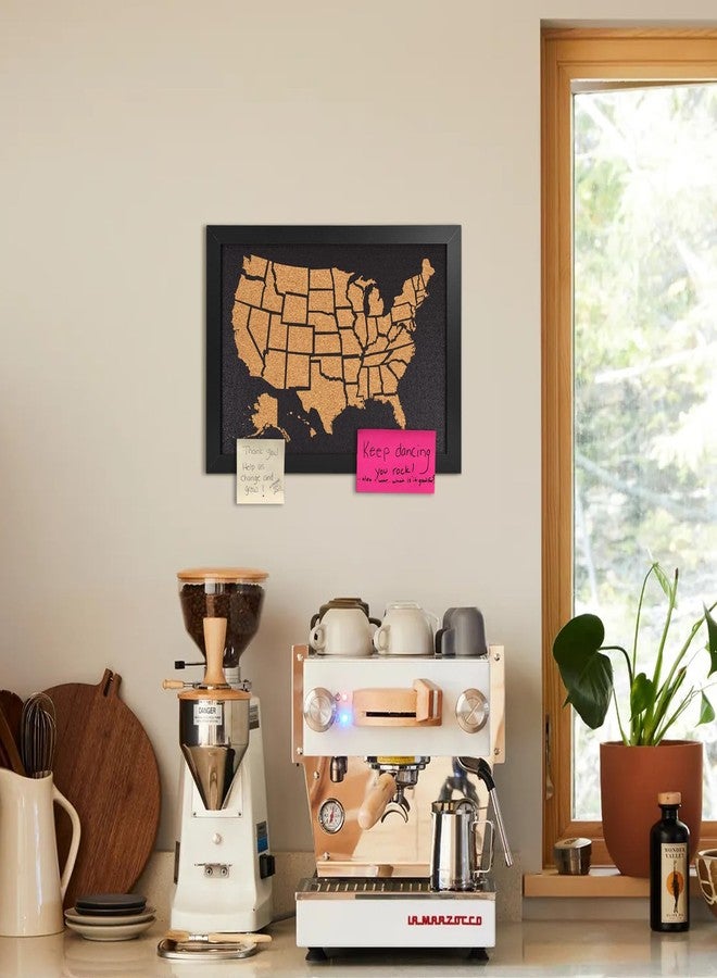 YCCYYCCY Black Frame Cork Board Map of The United State, 14" X 11" Bulletin Boards for Walls with 10 Pins, Travel Tracker Map for Office, School and Home (US-MAP-2636,B) - Image 4