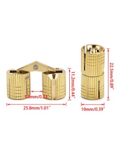Excefore Hidden Brass Barrel Hinges, Concealed Box Hinges Invisible Furniture Hinges 180 Degree Opening Angle Cabinet Hinges for DIY Jewelry Box Hand Craft (10mm, 4 Pcs)  - Image 2