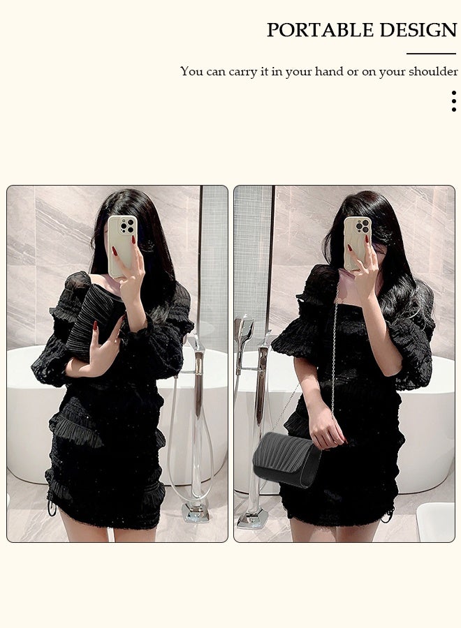 DUNISO حقيبة كلاتش نسائية مسائية، حقيبة يد مطوية متناسقة، حقيبة كلاتش مسائية رائعة، حقيبة كلاتش لحفلات الزفاف، حقيبة كلاتش عصرية مطوية للنساء، حقيبة كتف متناسقة، حقيبة كلاتش مسائية - Image 4