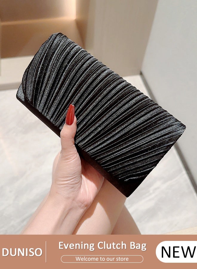 DUNISO حقيبة كلاتش نسائية مسائية، حقيبة يد مطوية متناسقة، حقيبة كلاتش مسائية رائعة، حقيبة كلاتش لحفلات الزفاف، حقيبة كلاتش عصرية مطوية للنساء، حقيبة كتف متناسقة، حقيبة كلاتش مسائية - Image 1