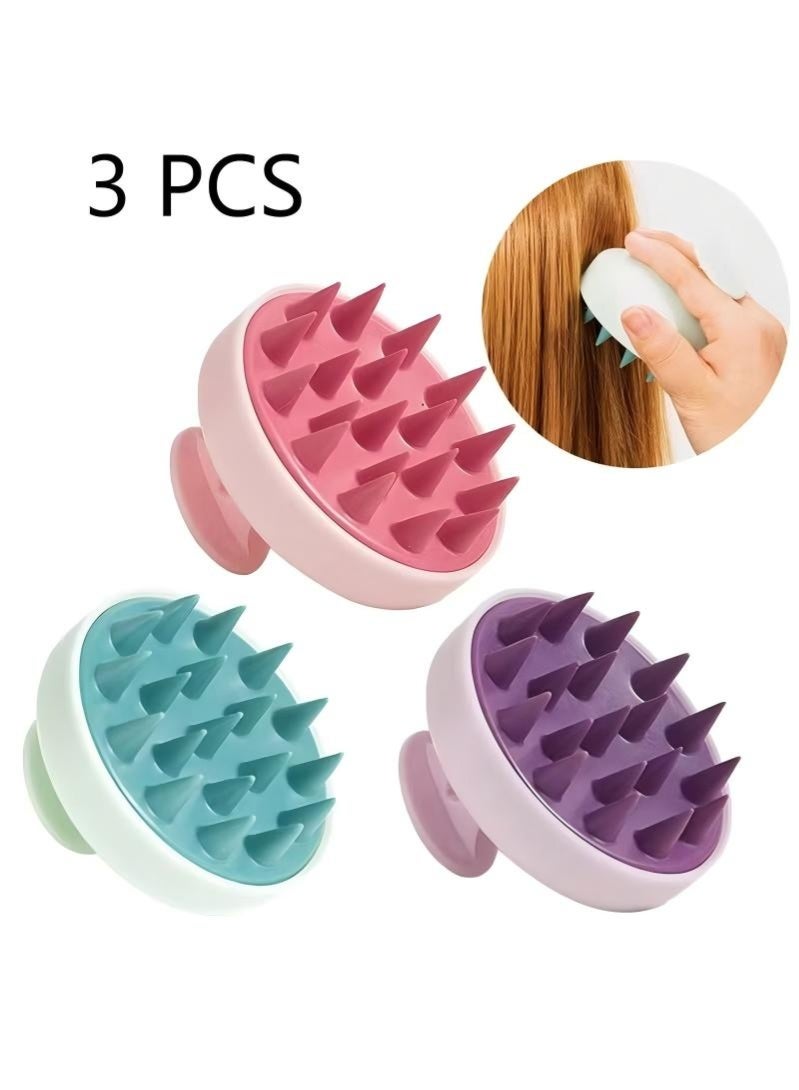 3PCS Soft Silicone Hair Massage Brush - Silicone Shampoo Hair Brush - Hair Washing Comb, Silicone Scalp Massager Shampoo Brush, Silicone Teeth Hair Scalp Soft Massage Brush,Skin-friendly, Soft And Comfortable, Exfoliates Scalp Dead Skin, Wet Dry Hair Massager for All Hair Types of Women - Image 1