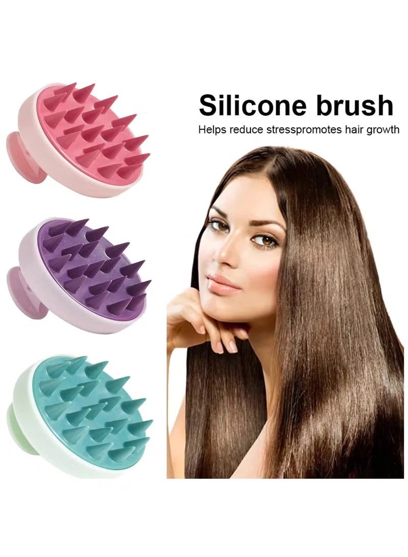 3PCS Soft Silicone Hair Massage Brush - Silicone Shampoo Hair Brush - Hair Washing Comb, Silicone Scalp Massager Shampoo Brush, Silicone Teeth Hair Scalp Soft Massage Brush,Skin-friendly, Soft And Comfortable, Exfoliates Scalp Dead Skin, Wet Dry Hair Massager for All Hair Types of Women - Image 2