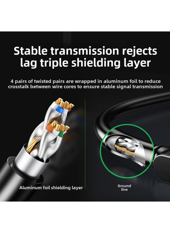 Generic Green Alliance Cat7 Pure Copper Shielded Network Cable High Speed 10Gbps RJ-45 Interface Home Computer Use 15m Finished Product-Color:Seven Categories Of 10 Trillion Shielding Cotton Mesh-Line Length:1 M  - Image 4