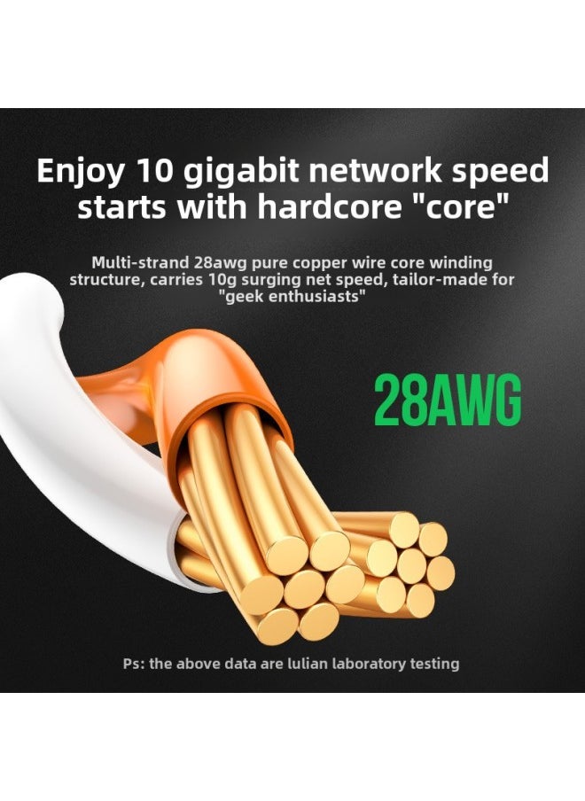 Generic Green Alliance Cat7 Pure Copper Shielded Network Cable High Speed 10Gbps RJ-45 Interface Home Computer Use 15m Finished Product-Color:Seven Categories Of 10 Trillion Shielding Cotton Mesh-Line Length:1 M  - Image 3