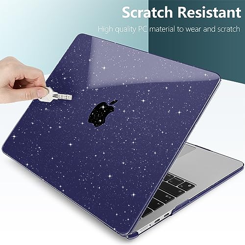 TWOLSKOO Glitter Case for MacBook Air 13 inch M5 2026 M4 M3 M2 2025-2022 (Model A3449 A3240 A3113 A2681), Bling Hard Shell Case & Keyboard Cover & Screen Film for MacBook Air 13.6 inch, Space Blue - Image 4
