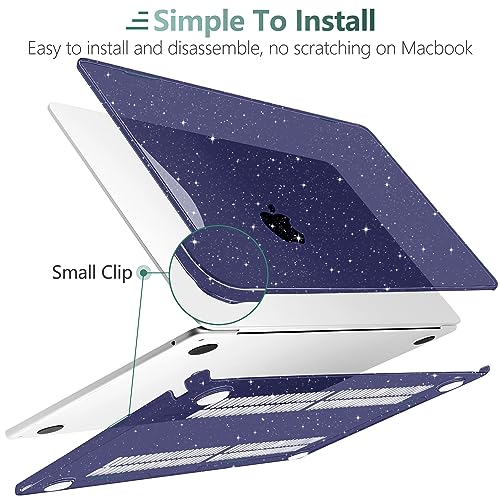 TWOLSKOO Glitter Case for MacBook Air 13 inch M5 2026 M4 M3 M2 2025-2022 (Model A3449 A3240 A3113 A2681), Bling Hard Shell Case & Keyboard Cover & Screen Film for MacBook Air 13.6 inch, Space Blue - Image 3