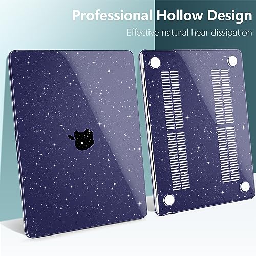 TWOLSKOO Glitter Case for MacBook Air 13 inch M5 2026 M4 M3 M2 2025-2022 (Model A3449 A3240 A3113 A2681), Bling Hard Shell Case & Keyboard Cover & Screen Film for MacBook Air 13.6 inch, Space Blue - Image 5