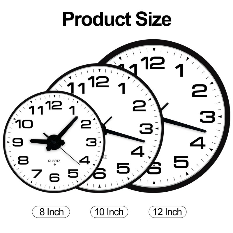 JoFomp Lighted Wall Clocks Battery Operated, 8 Inch Small Wall Clock for Bedroom Night Glow, Night Light Wall Clock Silent, Glow in Dark Wall Clocks for Living Room Decor, Light Sensor - Auto Lighting - Image 2