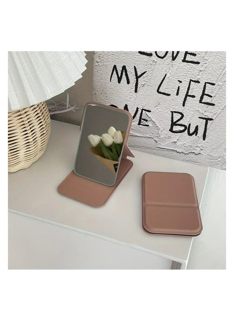 LANGMANNI Portable Foldable Makeup Mirror with Frame - Compact Desktop Stand for Dorms, Offices & Travel, Elegant Design for Women’s Daily Use, Glass Surface, Multi-Section Organizer  - Image 2