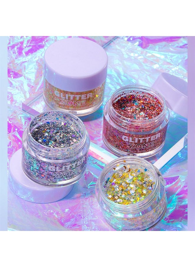 Melemando Liquid Chunky Shimmer Body Glitter Gel4 Color Sequins Glitter Gel For Face Hair And Body Makeup Long Lasting And Waterproof Liquid Sequins Glitter For Women And Girls.( 02)  - Image 4