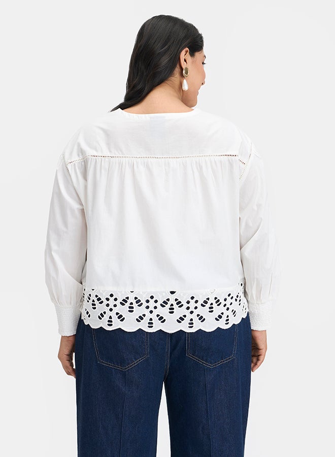 Virgio VIRGIO 100% Cotton Scallop Blouse  - Image 5