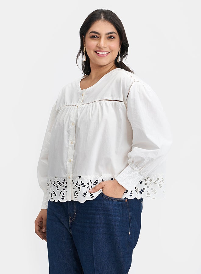 Virgio VIRGIO 100% Cotton Scallop Blouse  - Image 3