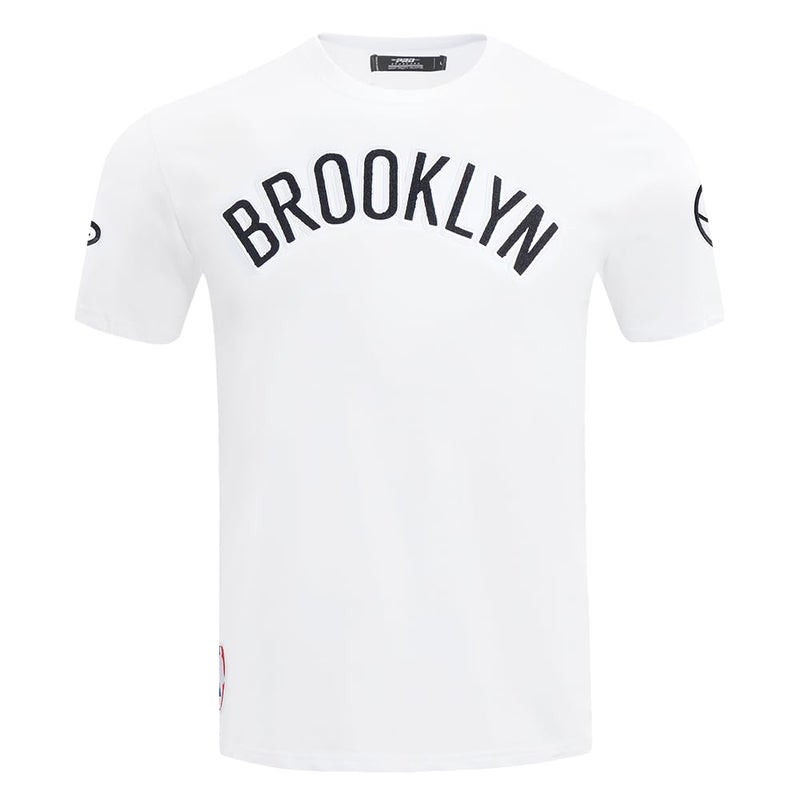 Pro Standard Mens NBA Brooklyn Nets Classic Chenille Cotton Short Sleeve Tee White M - Image 1
