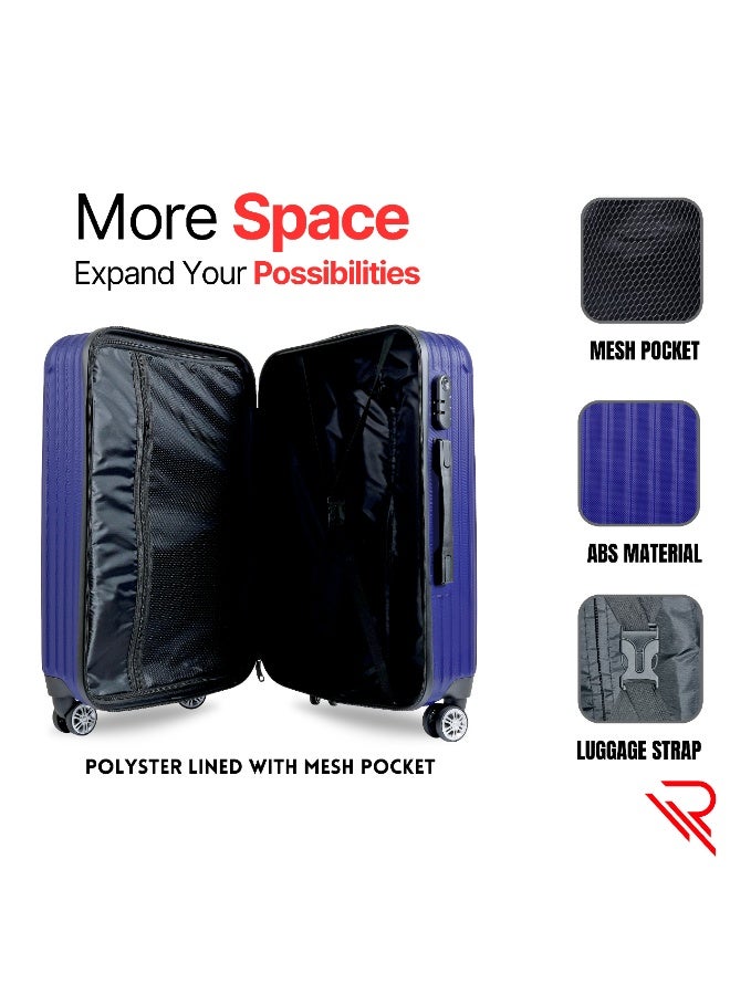 Reflection ABS Luggage Set of 3, Lightweight & 360° Silent Wheels Suitcase, ABS Hard Luggage Trolley, Travel Luggage with Spinner Wheels  (3pc Set, D.Blue) - Image 3