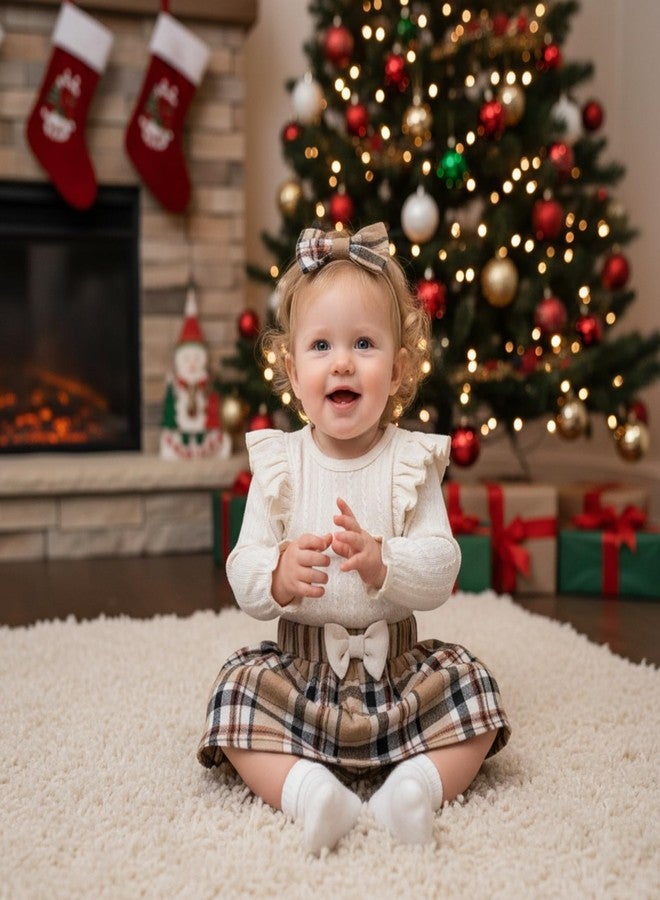 Weixinbuy Newborn Baby Girls Fall Clothes Long Sleeve Romper Plaid Skirts 3-6 Month Girl Clothes Infant Winter Outfits Set Apricot - Image 3