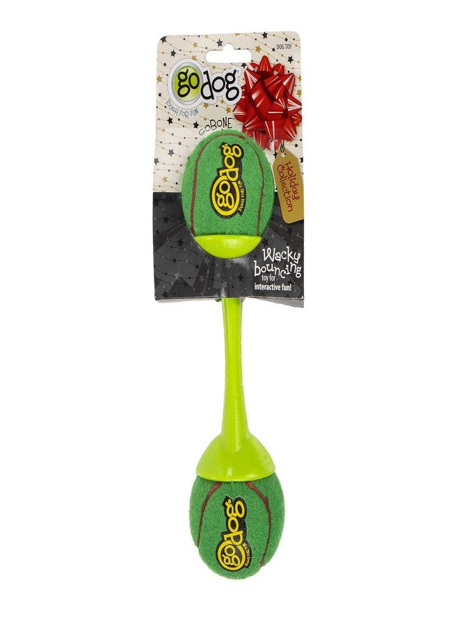 جو دوج مجموعة goDog للعطلات، لعبة goBone على شكل كرة تنس مزدوجة الجوانب للكلاب - أخضر/أحمر، كبير - Image 4
