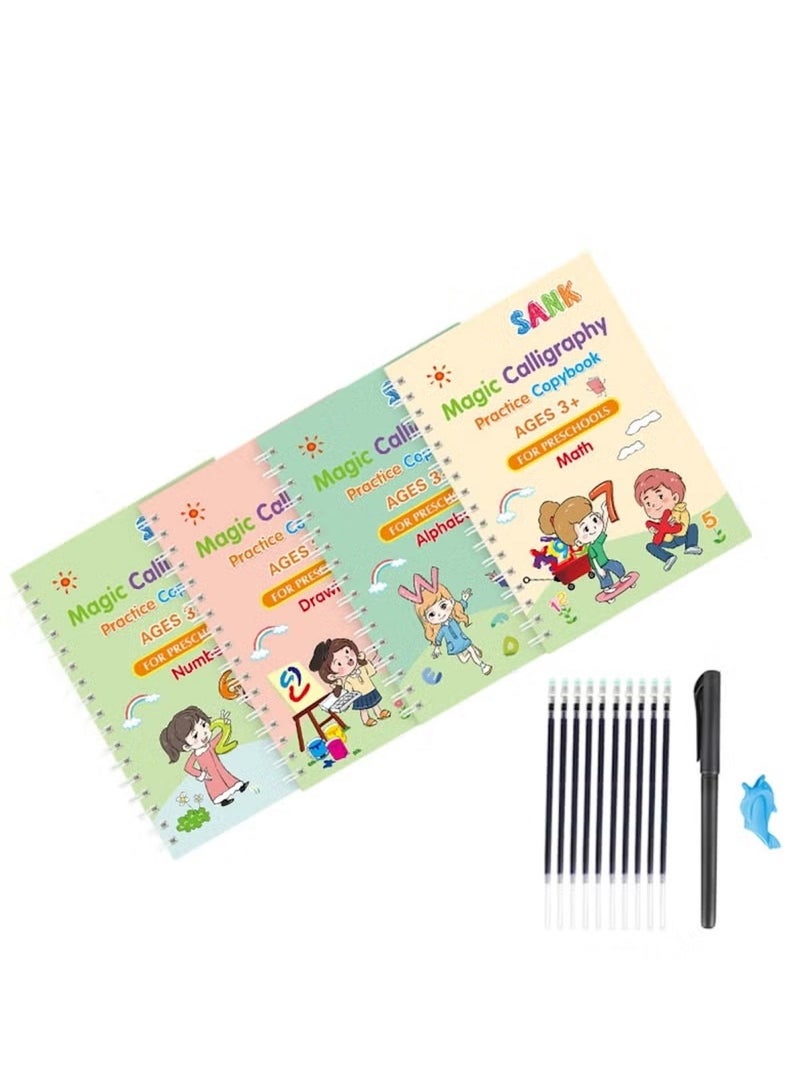Huitich Magic Calligraphy Copybook Set – 4 Reusable Books + 10 Ink Refills & Pen Grip (Ages 3+)  - Image 1
