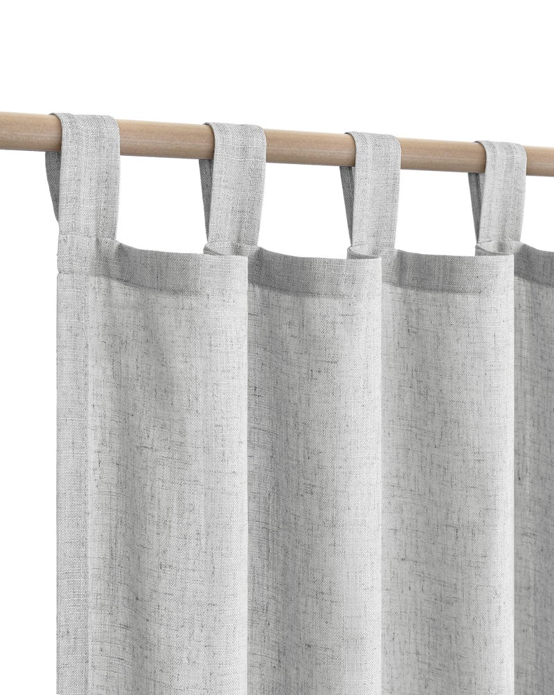 Light Grey Curtains 63 Inch Length for Bedroom 2 Panels Set Tab Top Canvas Cotton Look Burlap Flax Linen Semi Sheer Modern Gray Light Filtering Curtains for Teen Boys Room Nursery Dove Grey 52x63 Long