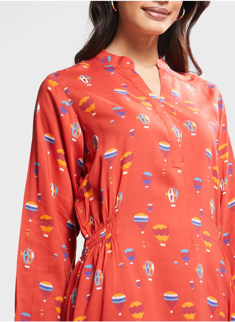 Nishat Linen - Printed V-Neck Dress - Image 1