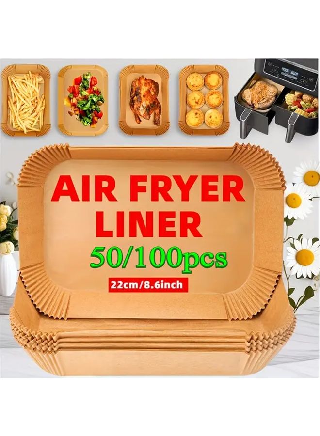 Pre Cut Air Fryer Liners 50pcs 14x22cm Heat Resistant Baking Paper Sheets - Image 1