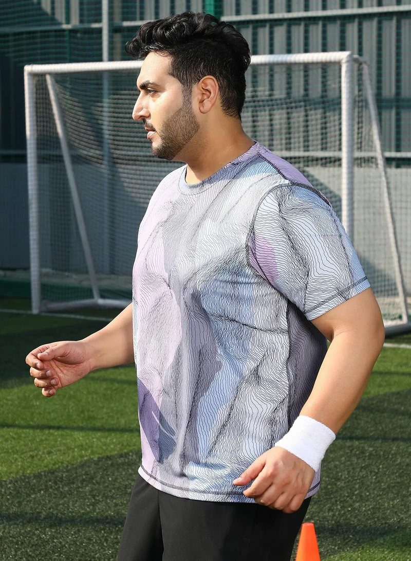 Instafab Plus  Men's Cloud Grey Lined-Dye Activewear T-Shirt for Men | Best Price UAE