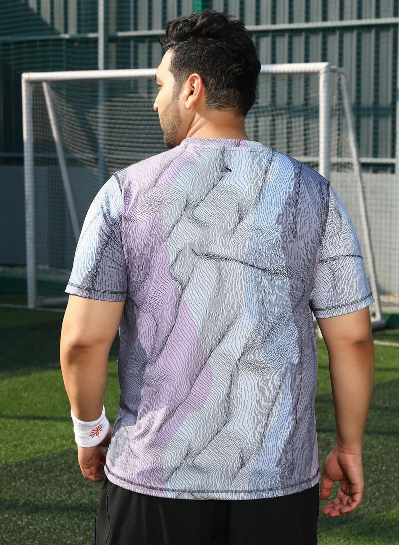 Instafab Plus  Men's Cloud Grey Lined-Dye Activewear T-Shirt for Men | Best Price UAE