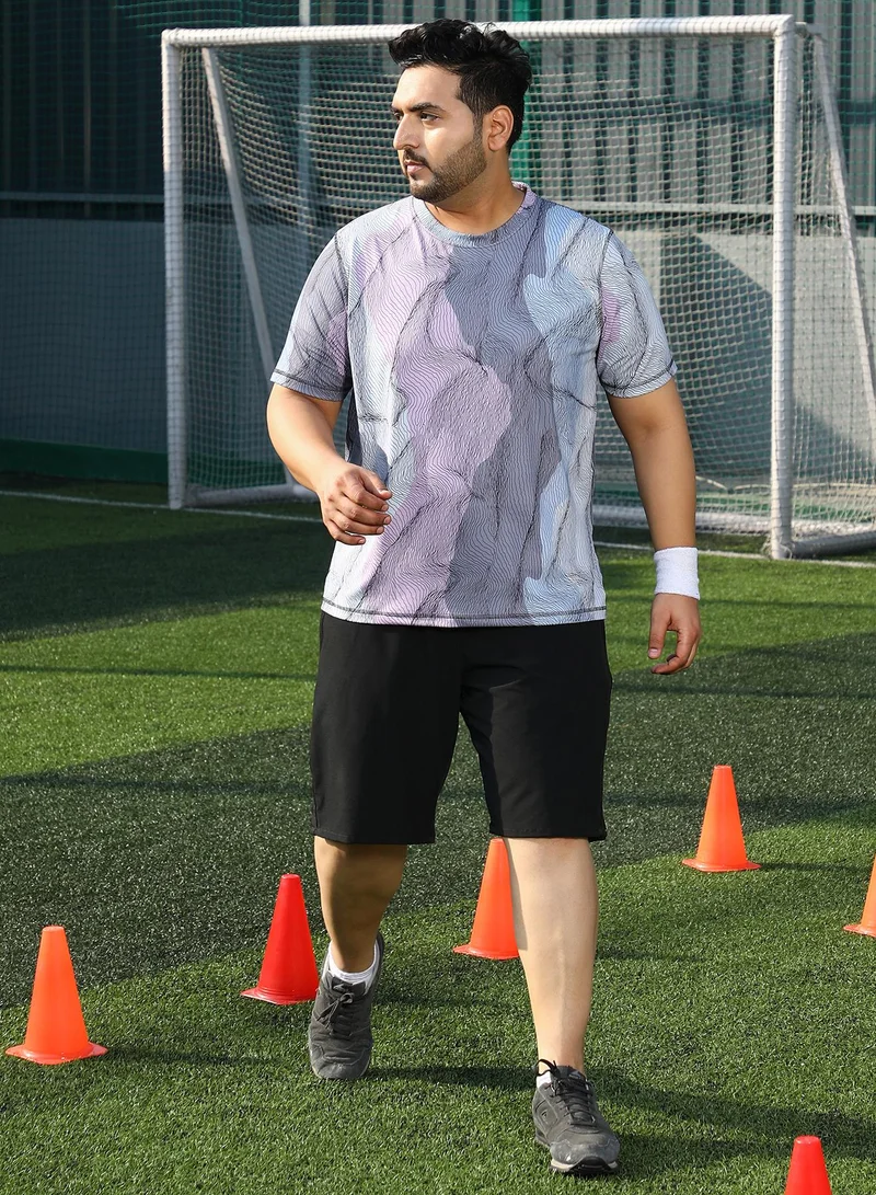 Instafab Plus  Men's Cloud Grey Lined-Dye Activewear T-Shirt for Men | Best Price UAE