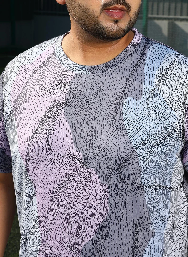 Instafab Plus  Men's Cloud Grey Lined-Dye Activewear T-Shirt for Men | Best Price UAE