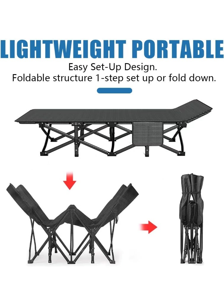 Meishida سرير تخييم رمادي، سرير نوم للبالغين مع حقيبة تخزين، سرير محمول وخفيف الوزن للسفر الخارجي، التنزه، قيلولة المكتب، سهل الإعداد - Image 3