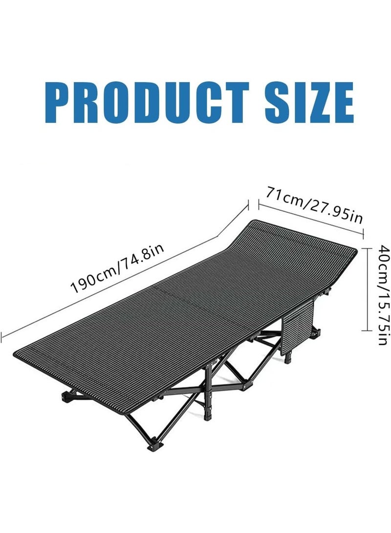 Meishida سرير تخييم رمادي، سرير نوم للبالغين مع حقيبة تخزين، سرير محمول وخفيف الوزن للسفر الخارجي، التنزه، قيلولة المكتب، سهل الإعداد - Image 2