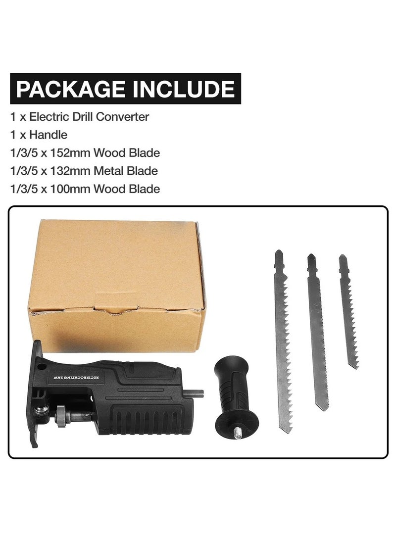 AROAQ Portable Reciprocating Saw Adapter Electric Drill Modified Electric JigSaw Power Tool Wood Cutter Machine Attachment with Blades - Image 1