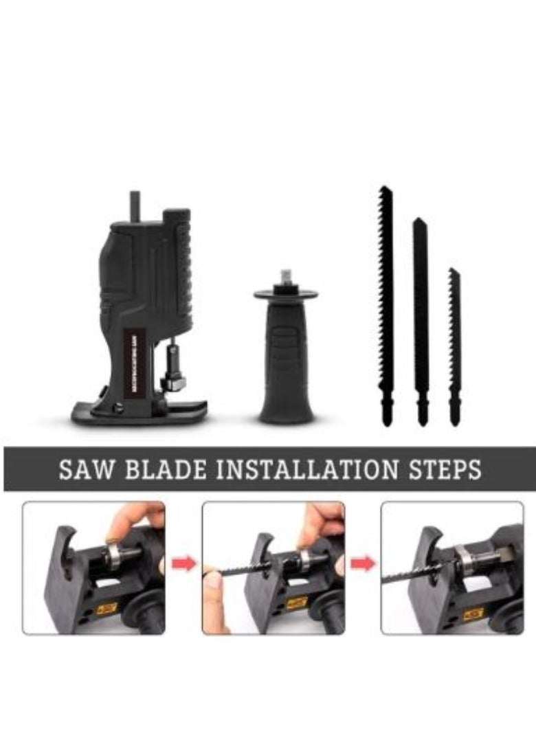 AROAQ Portable Reciprocating Saw Adapter Electric Drill Modified Electric JigSaw Power Tool Wood Cutter Machine Attachment with Blades - Image 3