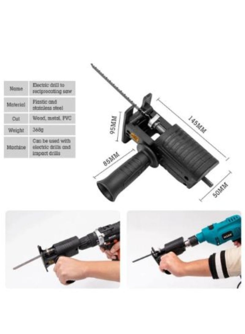 AROAQ Portable Reciprocating Saw Adapter Electric Drill Modified Electric JigSaw Power Tool Wood Cutter Machine Attachment with Blades - Image 5