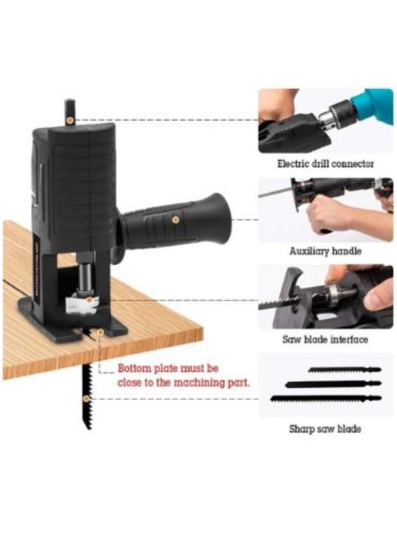 AROAQ Portable Reciprocating Saw Adapter Electric Drill Modified Electric JigSaw Power Tool Wood Cutter Machine Attachment with Blades - Image 4