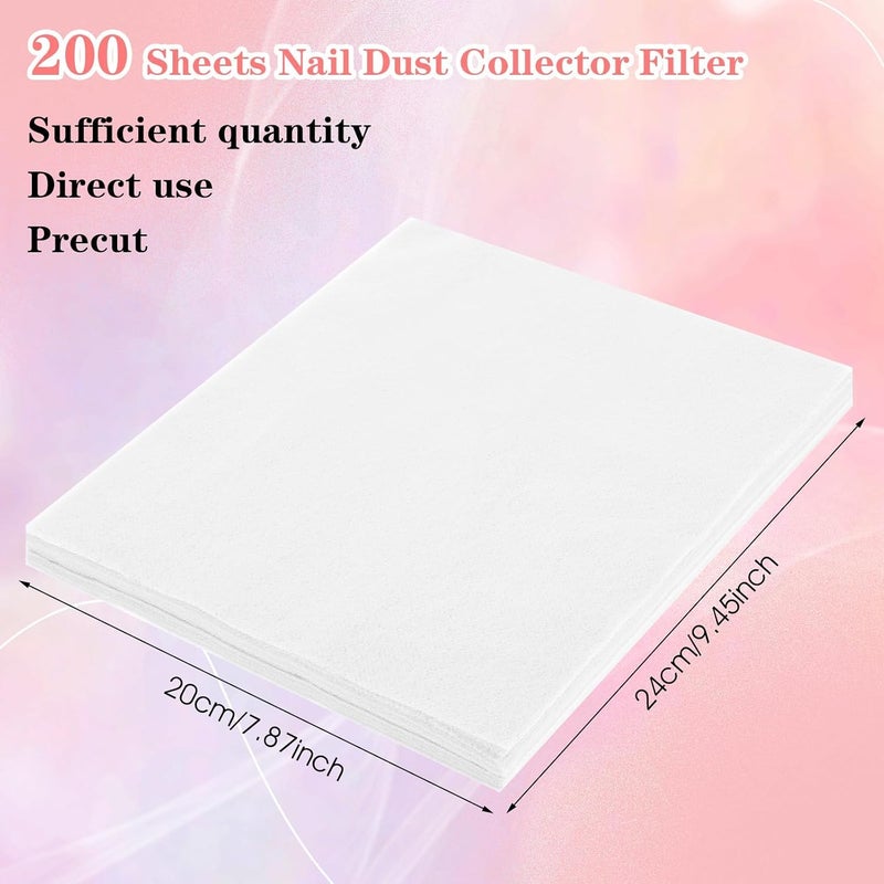 KASTWAVE 200 Sheets Disposable Nail Dust Collector Sheets, White Filter Paper for Nail Salons, Manicure Tools, and Nail Care Accessories - Image 2