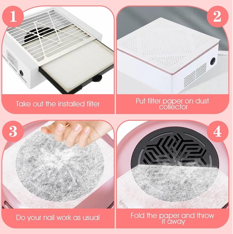 KASTWAVE 200 Sheets Disposable Nail Dust Collector Sheets, White Filter Paper for Nail Salons, Manicure Tools, and Nail Care Accessories - Image 3