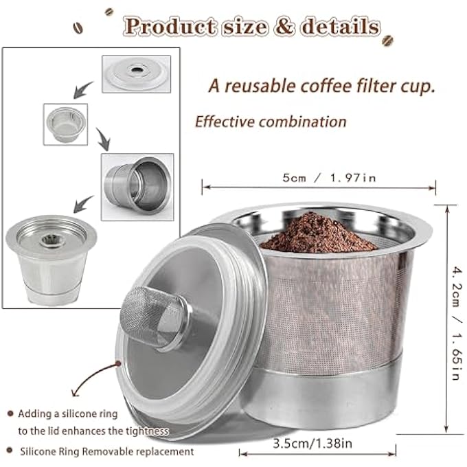 Maggidea 4 Pack K Cup Reusable Coffee Pods For K Stainless Steel Refillable K Cup  Reusable Coffee Filter For K E U R I G 10 Coffee Maker Permanent EcoFriendly BpaFree K Cups 10 X4 - Image 3
